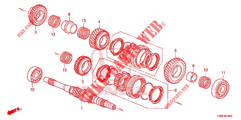 HAUPTWELLE (DIESEL) für Honda CIVIC TOURER DIESEL 1.6 ES 5 Türen 6 gang-Schaltgetriebe 2015