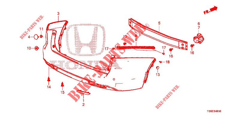 HINTERER STOSSFAENGER  für Honda CIVIC TOURER DIESEL 1.6 ES 5 Türen 6 gang-Schaltgetriebe 2015