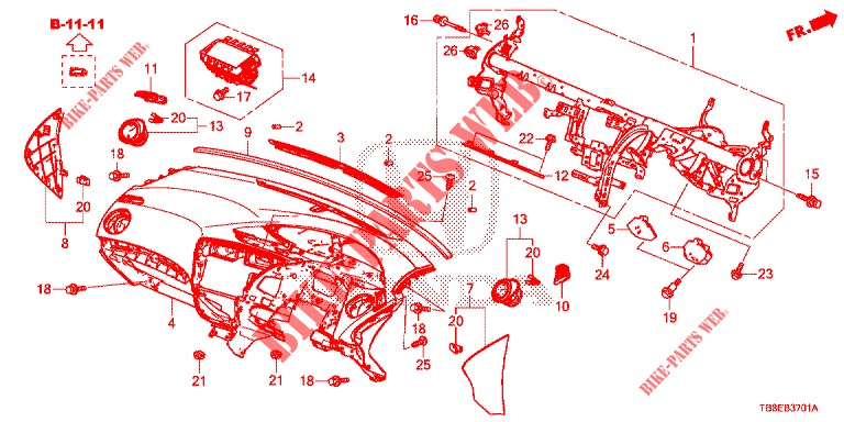 INSTRUMENTENBRETT, OBEN (RH) für Honda CIVIC TOURER DIESEL 1.6 ES 5 Türen 6 gang-Schaltgetriebe 2015