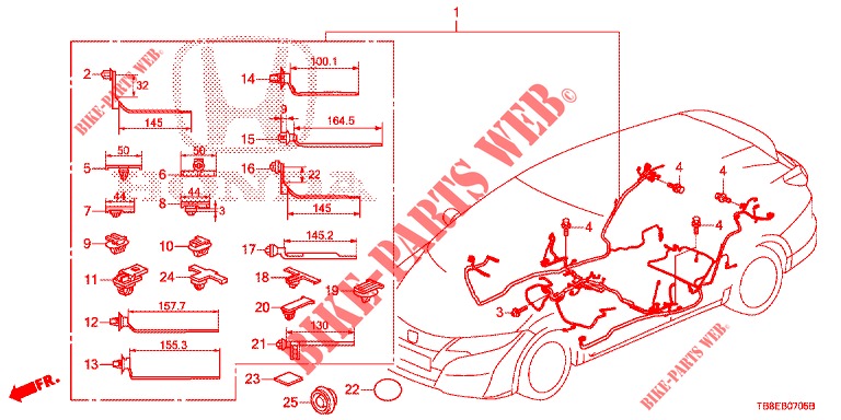 KABELBAUM (3) (RH) für Honda CIVIC TOURER DIESEL 1.6 ES 5 Türen 6 gang-Schaltgetriebe 2015