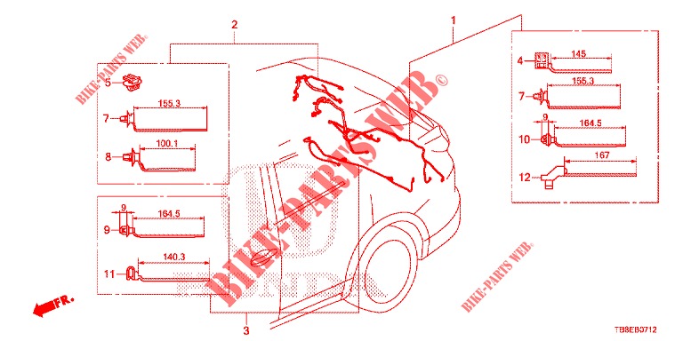 KABELBAUM (7) für Honda CIVIC TOURER DIESEL 1.6 ES 5 Türen 6 gang-Schaltgetriebe 2015
