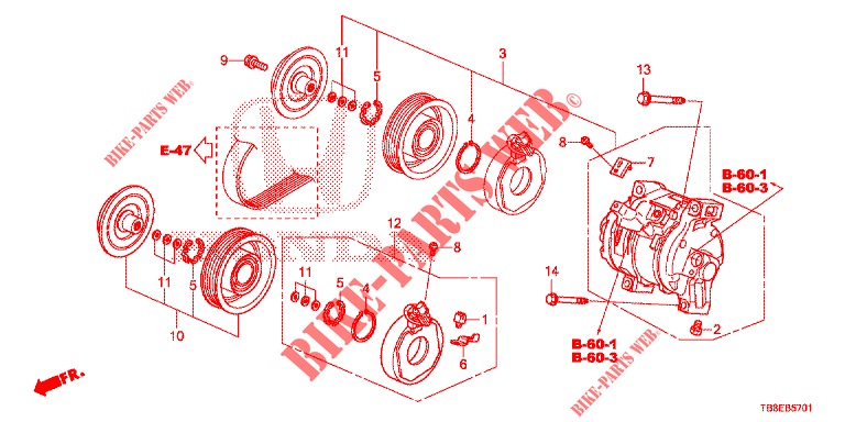 KLIMAANLAGE (COMPRESSEUR) (DIESEL) für Honda CIVIC TOURER DIESEL 1.6 ES 5 Türen 6 gang-Schaltgetriebe 2015