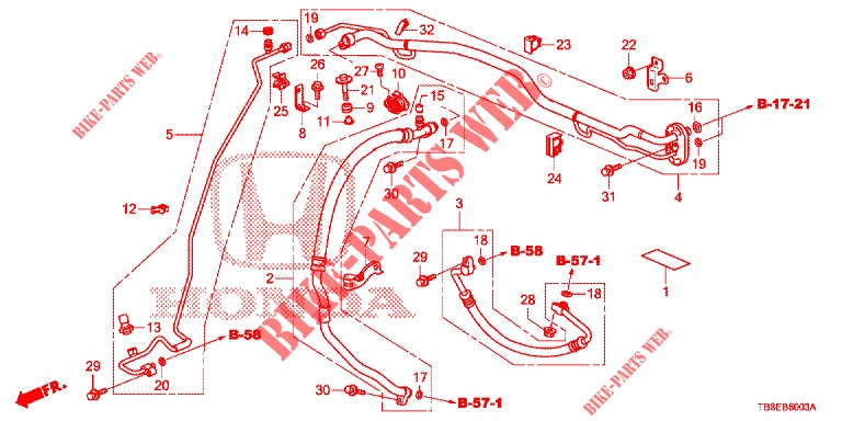 KLIMAANLAGE (FLEXIBLES/TUYAUX) (DIESEL) (RH) für Honda CIVIC TOURER DIESEL 1.6 ES 5 Türen 6 gang-Schaltgetriebe 2015