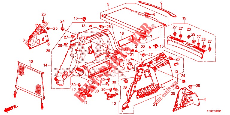 KOFFERRAUM SEITENVERKL.  für Honda CIVIC TOURER DIESEL 1.6 ES 5 Türen 6 gang-Schaltgetriebe 2015