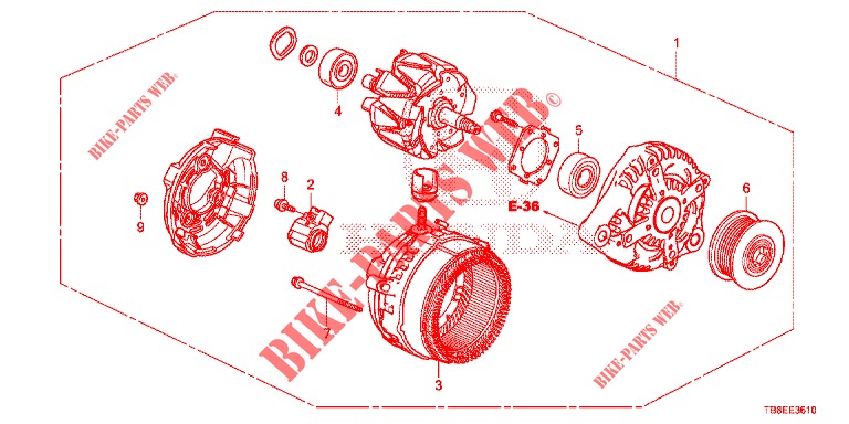 LICHTMASCHINE (DIESEL) (DENSO) für Honda CIVIC TOURER DIESEL 1.6 ES 5 Türen 6 gang-Schaltgetriebe 2015