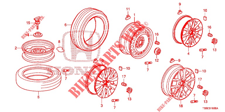 REIFEN/RADSCHEIBEN  für Honda CIVIC TOURER DIESEL 1.6 ES 5 Türen 6 gang-Schaltgetriebe 2015