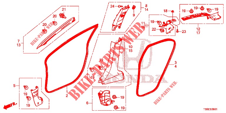 SAEULENZIERSTUECK (RH) für Honda CIVIC TOURER DIESEL 1.6 ES 5 Türen 6 gang-Schaltgetriebe 2015