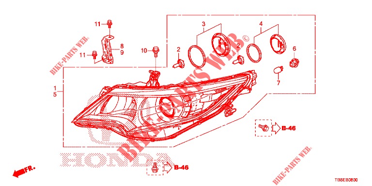 SCHEINWERFER  für Honda CIVIC TOURER DIESEL 1.6 ES 5 Türen 6 gang-Schaltgetriebe 2015