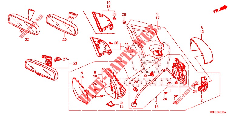 SPIEGEL/SCHIEBEDACH  für Honda CIVIC TOURER DIESEL 1.6 ES 5 Türen 6 gang-Schaltgetriebe 2015