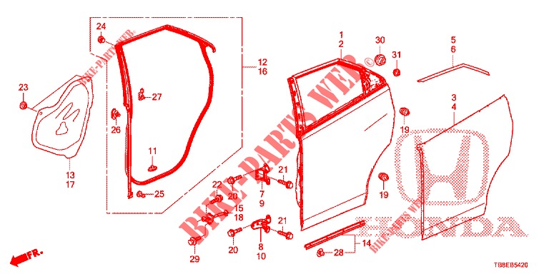 TUERBLECHE, HINTEN(4D)  für Honda CIVIC TOURER DIESEL 1.6 ES 5 Türen 6 gang-Schaltgetriebe 2015