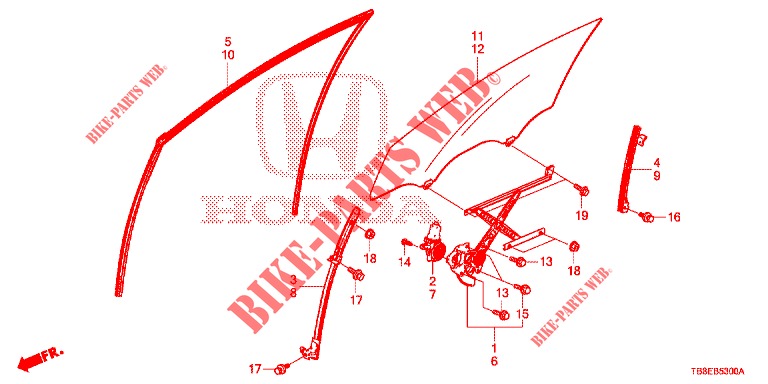 TUERFENSTER, VORNE/REGLER  für Honda CIVIC TOURER DIESEL 1.6 ES 5 Türen 6 gang-Schaltgetriebe 2015