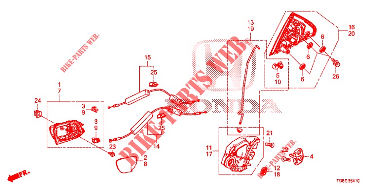TUERSCHLOESSER, HINTEN/AEUSSERER GRIFF  für Honda CIVIC TOURER DIESEL 1.6 ES 5 Türen 6 gang-Schaltgetriebe 2015