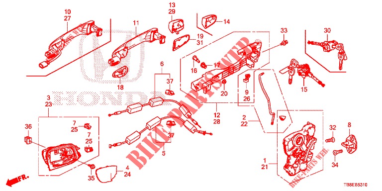 TUERSCHLOESSER, VORNE/AEUSSERER GRIFF  für Honda CIVIC TOURER DIESEL 1.6 ES 5 Türen 6 gang-Schaltgetriebe 2015