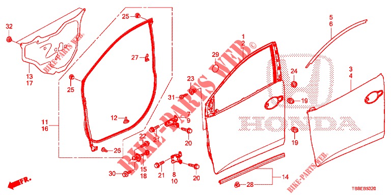 TUERTAFELN, VORNE(2D)  für Honda CIVIC TOURER DIESEL 1.6 ES 5 Türen 6 gang-Schaltgetriebe 2015