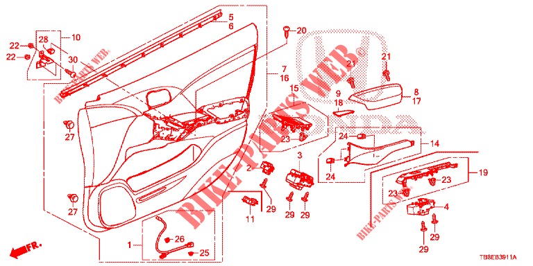 TUERVERKLEIDUNG, VORNE (RH) für Honda CIVIC TOURER DIESEL 1.6 ES 5 Türen 6 gang-Schaltgetriebe 2015