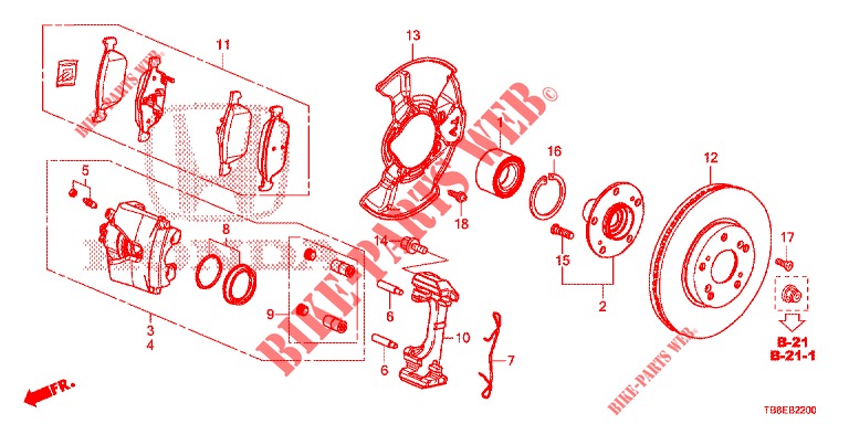 VORDERRADBREMSE  für Honda CIVIC TOURER DIESEL 1.6 ES 5 Türen 6 gang-Schaltgetriebe 2015