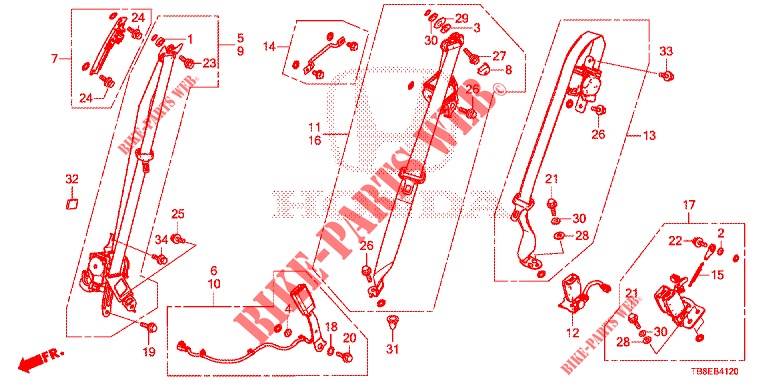 VORDERSITZ/SITZGURTE  für Honda CIVIC TOURER DIESEL 1.6 ES 5 Türen 6 gang-Schaltgetriebe 2015