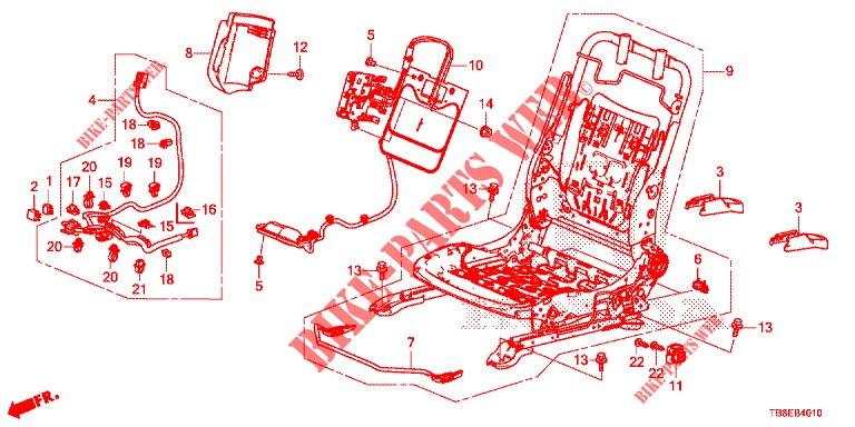 VORNE SITZKOMPONENTEN (G.) (1) für Honda CIVIC TOURER DIESEL 1.6 ES 5 Türen 6 gang-Schaltgetriebe 2015