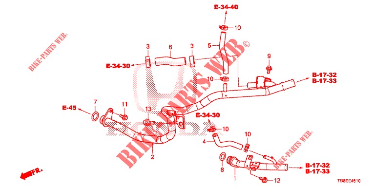 WASSERSCHLAUCH/HEIZUNGSSCHACHT (DIESEL) für Honda CIVIC TOURER DIESEL 1.6 ES 5 Türen 6 gang-Schaltgetriebe 2015