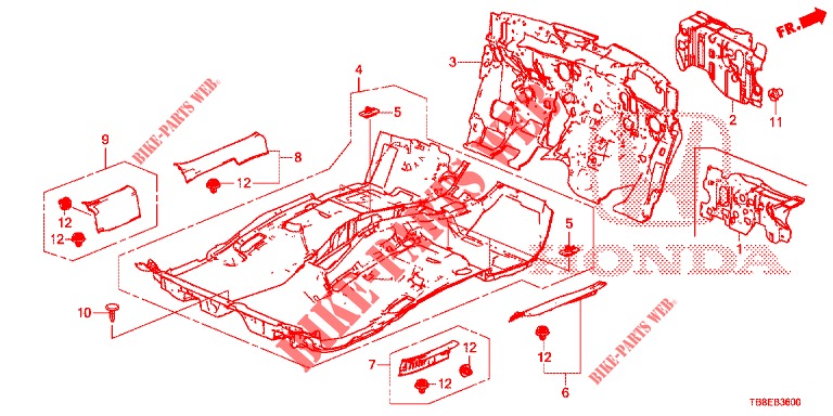 BODENMATTE/ISOLATOR  für Honda CIVIC TOURER DIESEL 1.6 EXGT 5 Türen 6 gang-Schaltgetriebe 2015