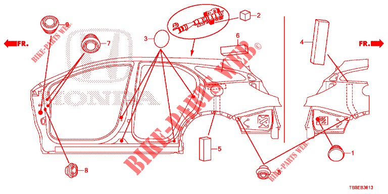 GUMMITUELLE (LATERAL) für Honda CIVIC TOURER DIESEL 1.6 EXGT 5 Türen 6 gang-Schaltgetriebe 2015