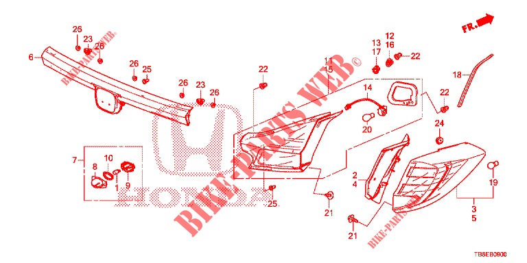 HECKLEUCHTE/KENNZEICHENBELEUCHTUNG (PGM FI)  für Honda CIVIC TOURER DIESEL 1.6 EXGT 5 Türen 6 gang-Schaltgetriebe 2015