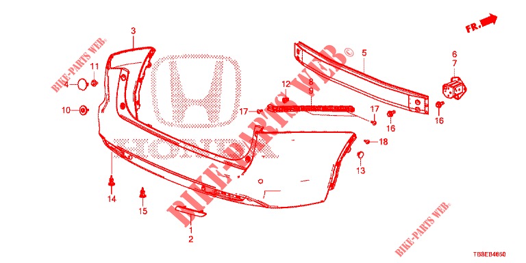 HINTERER STOSSFAENGER  für Honda CIVIC TOURER DIESEL 1.6 EXGT 5 Türen 6 gang-Schaltgetriebe 2015