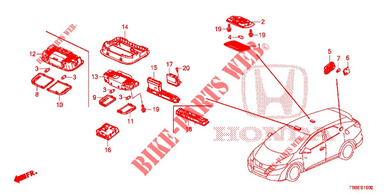 INNENLEUCHTE  für Honda CIVIC TOURER DIESEL 1.6 EXGT 5 Türen 6 gang-Schaltgetriebe 2015
