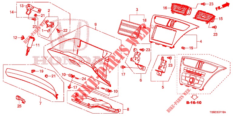 INSTRUMENT, ZIERSTUECK (COTE DE PASSAGER) (RH) für Honda CIVIC TOURER DIESEL 1.6 EXGT 5 Türen 6 gang-Schaltgetriebe 2015