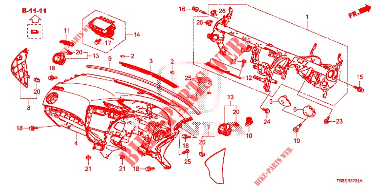 INSTRUMENTENBRETT, OBEN (RH) für Honda CIVIC TOURER DIESEL 1.6 EXGT 5 Türen 6 gang-Schaltgetriebe 2015