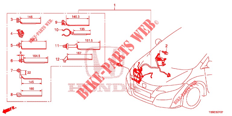 KABELBAUM (4) (RH) für Honda CIVIC TOURER DIESEL 1.6 EXGT 5 Türen 6 gang-Schaltgetriebe 2015