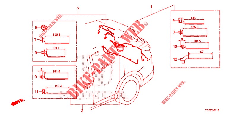 KABELBAUM (7) für Honda CIVIC TOURER DIESEL 1.6 EXGT 5 Türen 6 gang-Schaltgetriebe 2015