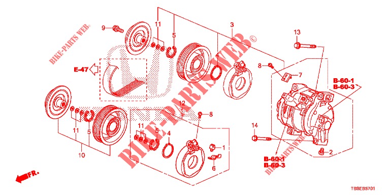 KLIMAANLAGE (COMPRESSEUR) (DIESEL) für Honda CIVIC TOURER DIESEL 1.6 EXGT 5 Türen 6 gang-Schaltgetriebe 2015