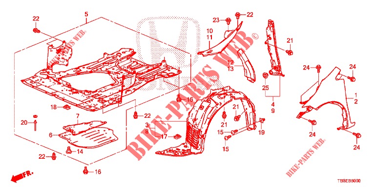 KOTFLUEGEL, VORNE  für Honda CIVIC TOURER DIESEL 1.6 EXGT 5 Türen 6 gang-Schaltgetriebe 2015