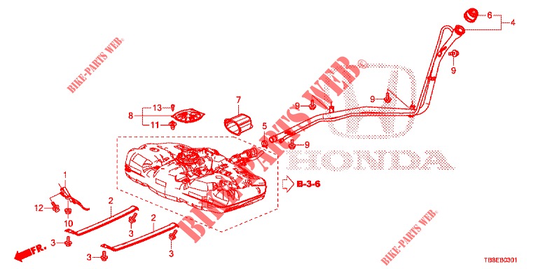 KRAFTSTOFFEINFUELLROHR (DIESEL) für Honda CIVIC TOURER DIESEL 1.6 EXGT 5 Türen 6 gang-Schaltgetriebe 2015