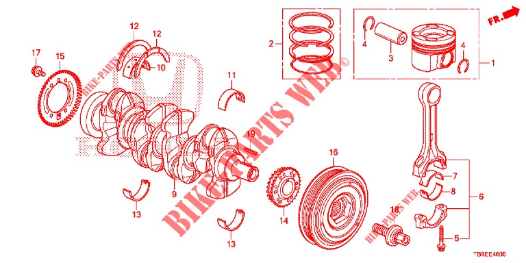 KURBELWELLE/KOLBEN (DIESEL) für Honda CIVIC TOURER DIESEL 1.6 EXGT 5 Türen 6 gang-Schaltgetriebe 2015