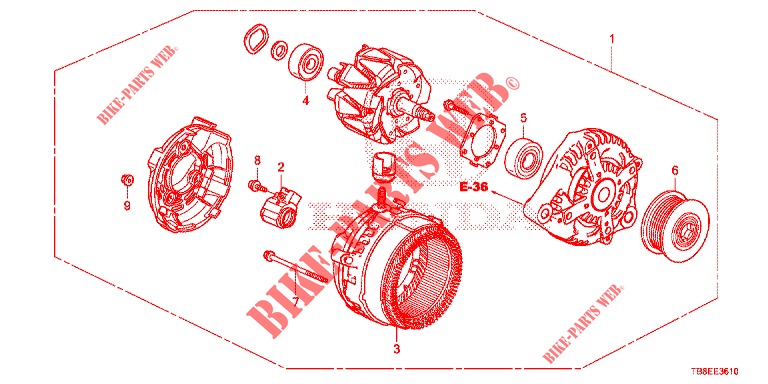 LICHTMASCHINE (DIESEL) (DENSO) für Honda CIVIC TOURER DIESEL 1.6 EXGT 5 Türen 6 gang-Schaltgetriebe 2015