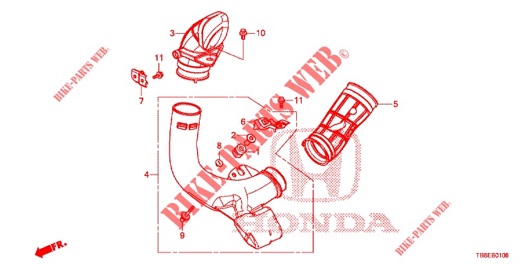 LUFTANSAUGROHR (DIESEL) für Honda CIVIC TOURER DIESEL 1.6 EXGT 5 Türen 6 gang-Schaltgetriebe 2015