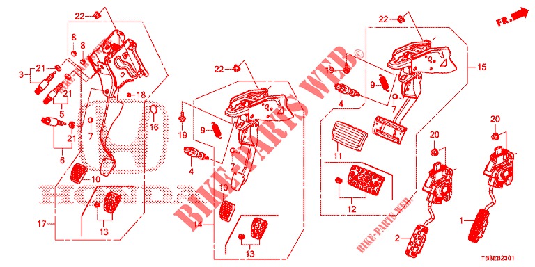 PEDAL (RH) für Honda CIVIC TOURER DIESEL 1.6 EXGT 5 Türen 6 gang-Schaltgetriebe 2015