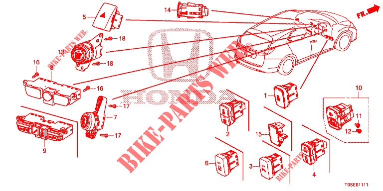 SCHALTER (RH) für Honda CIVIC TOURER DIESEL 1.6 EXGT 5 Türen 6 gang-Schaltgetriebe 2015