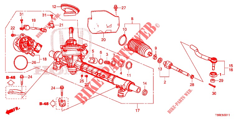 SERVOLENKGETRIEBE (RH) für Honda CIVIC TOURER DIESEL 1.6 EXGT 5 Türen 6 gang-Schaltgetriebe 2015