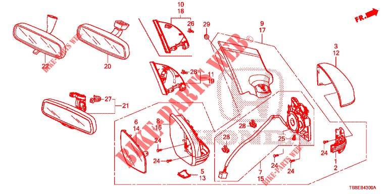 SPIEGEL/SCHIEBEDACH  für Honda CIVIC TOURER DIESEL 1.6 EXGT 5 Türen 6 gang-Schaltgetriebe 2015