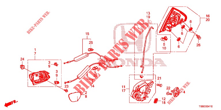 TUERSCHLOESSER, HINTEN/AEUSSERER GRIFF  für Honda CIVIC TOURER DIESEL 1.6 EXGT 5 Türen 6 gang-Schaltgetriebe 2015