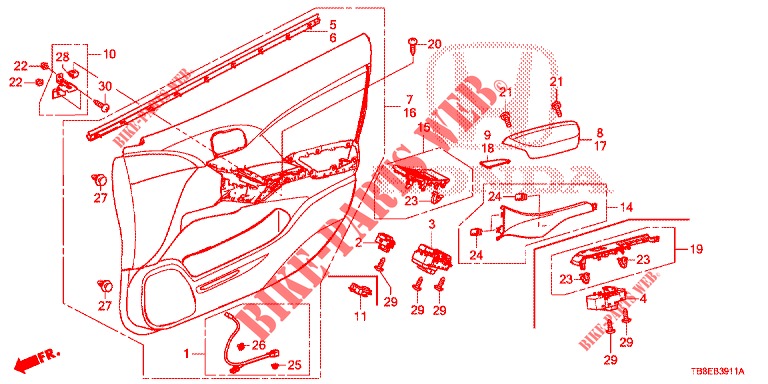 TUERVERKLEIDUNG, VORNE (RH) für Honda CIVIC TOURER DIESEL 1.6 EXGT 5 Türen 6 gang-Schaltgetriebe 2015