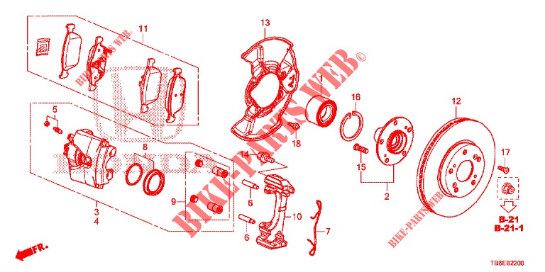 VORDERRADBREMSE  für Honda CIVIC TOURER DIESEL 1.6 EXGT 5 Türen 6 gang-Schaltgetriebe 2015