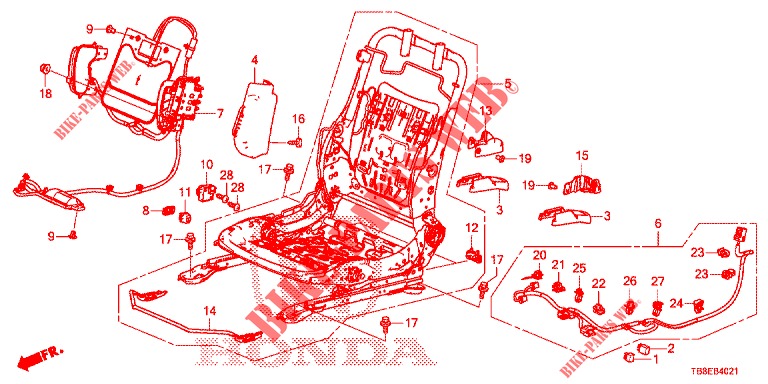 VORNE SITZKOMPONENTEN (D.) (2) für Honda CIVIC TOURER DIESEL 1.6 EXGT 5 Türen 6 gang-Schaltgetriebe 2015