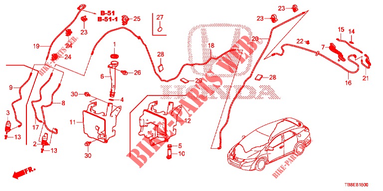 WINDSCHUTZSCHEIBENWASCHER (2D)  für Honda CIVIC TOURER DIESEL 1.6 EXGT 5 Türen 6 gang-Schaltgetriebe 2015