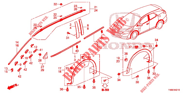 ZIERLEISTE/SCHUTZ  für Honda CIVIC TOURER DIESEL 1.6 EXGT 5 Türen 6 gang-Schaltgetriebe 2015