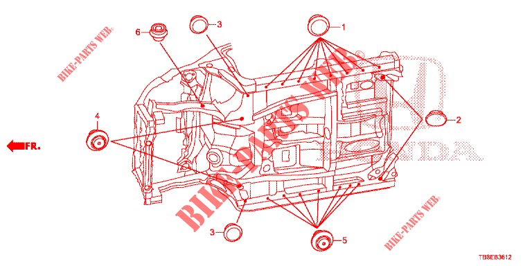GUMMITUELLE (INFERIEUR) für Honda CIVIC TOURER DIESEL 1.6 ES 5 Türen 6 gang-Schaltgetriebe 2016