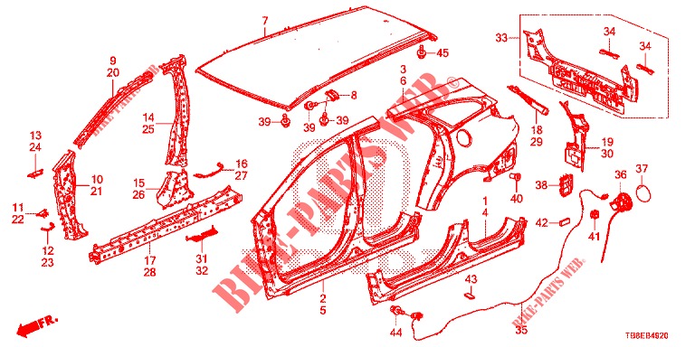 AUSSENBLECHE/TAFEL, HINTEN  für Honda CIVIC TOURER DIESEL 1.6 EXGT 5 Türen 6 gang-Schaltgetriebe 2016
